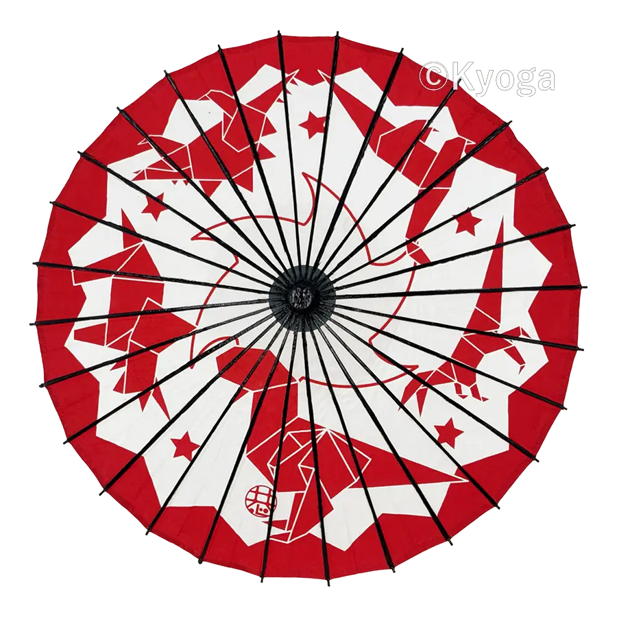 唐傘(直径約81cm)　おりがみ恐竜　朱色